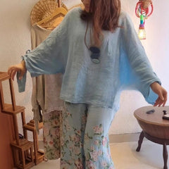 Casual And Comfortable Casual Printed Short Sleeve Top Pants Two Pieces - kinko