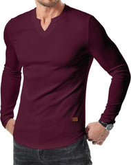 Fall Winter Men T-shirt Solid Color Casual Fashion Men's Long Sleeve