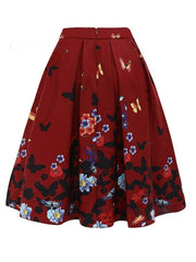 European And American Vintage Printed Floral Skirt - kinko