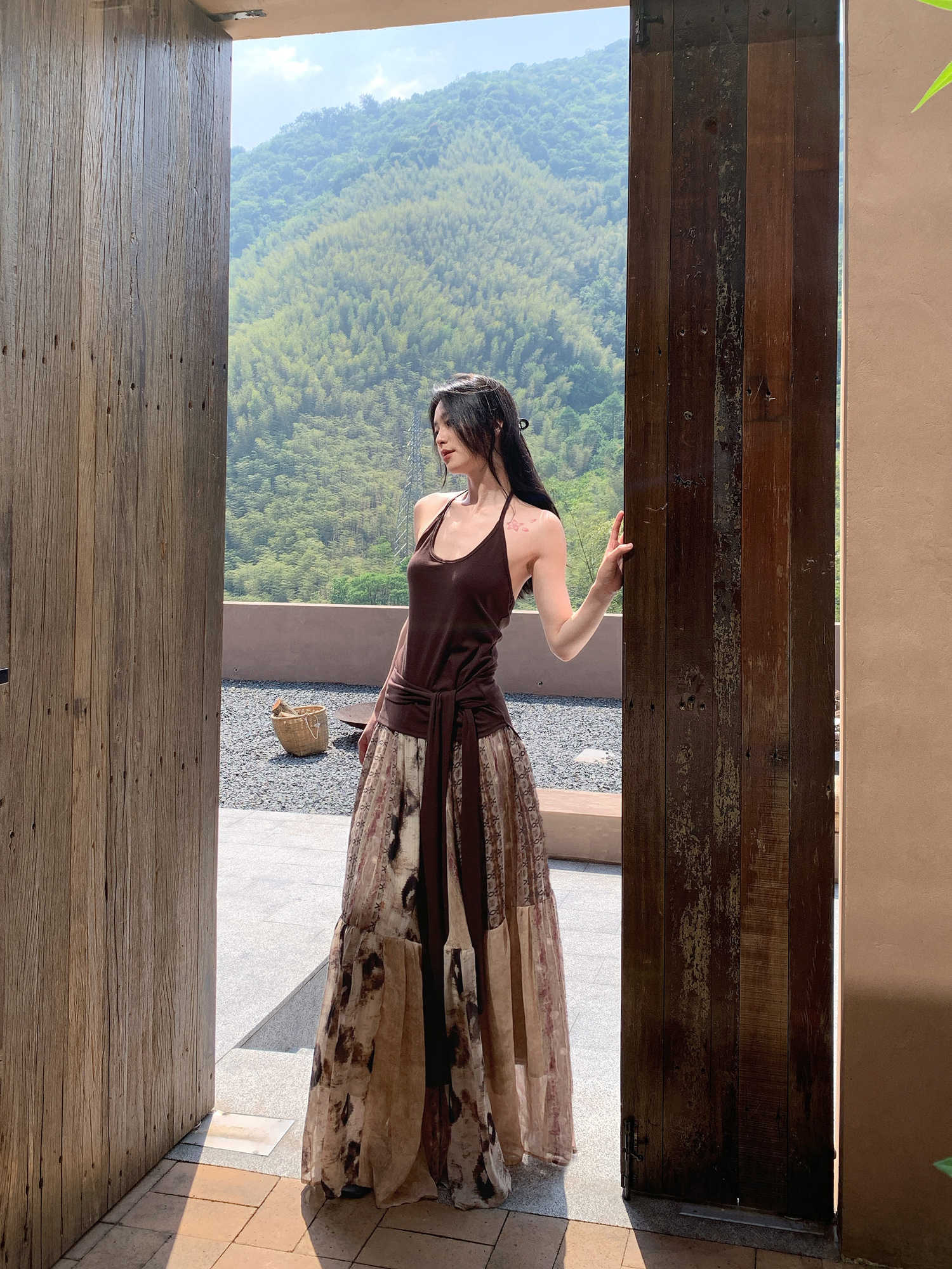 Vintage Printed Chiffon Printed Skirt - kinko