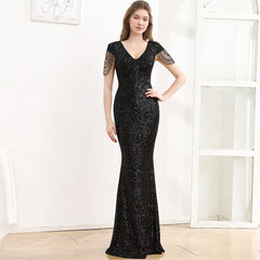 Sequined Slim Fit Slimming Long Dress Women - kinko