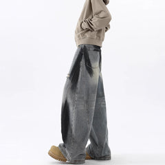 Men's American-style Splash-ink Ripped Machete Jeans - kinko