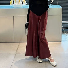 Simple Graceful Draping Acetate Satin Fishtail Skirt For Women - kinko