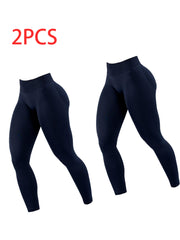2pack Solid-color Yoga Exercise Leggings - kinko
