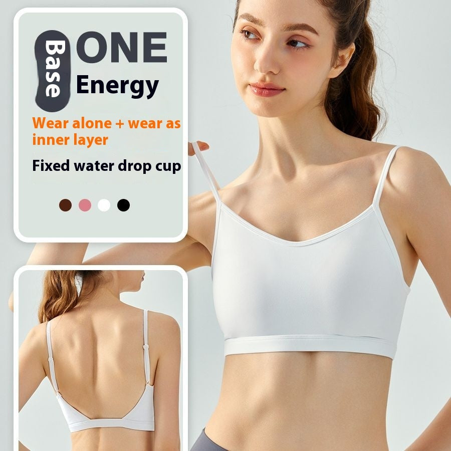 Yoga Vest Women's Water Drop Fixed Cup Spaghetti Strap Underwear - kinko