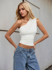 One-Shoulder Tank Top - kinko