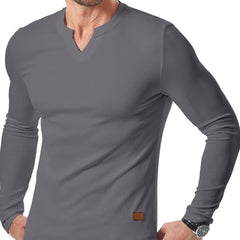 Fall Winter Men T-shirt Solid Color Casual Fashion Men's Long Sleeve