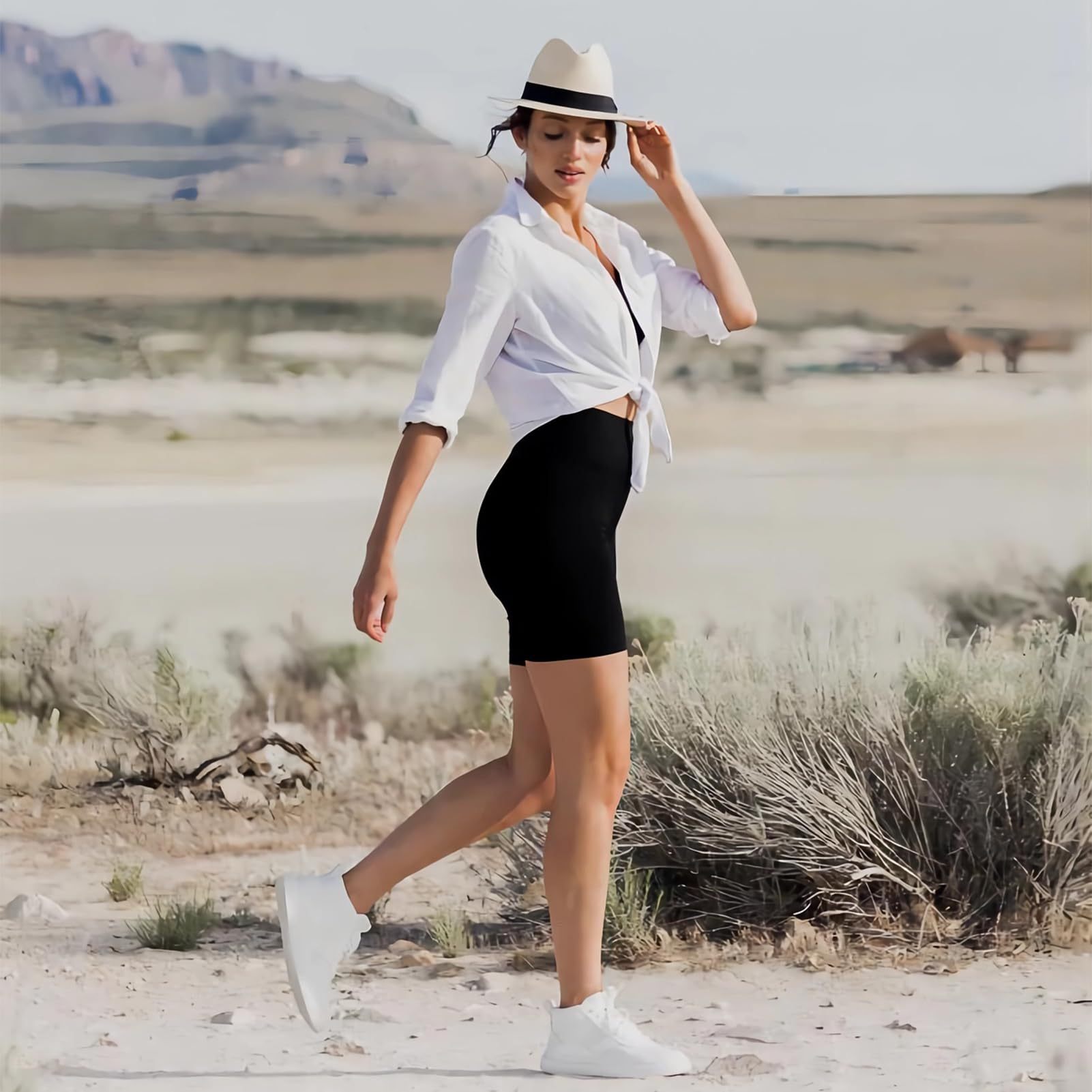 Leggings - 3 Points High Waist, 3 Black Medium Bean Paste, Light Blue - kinko