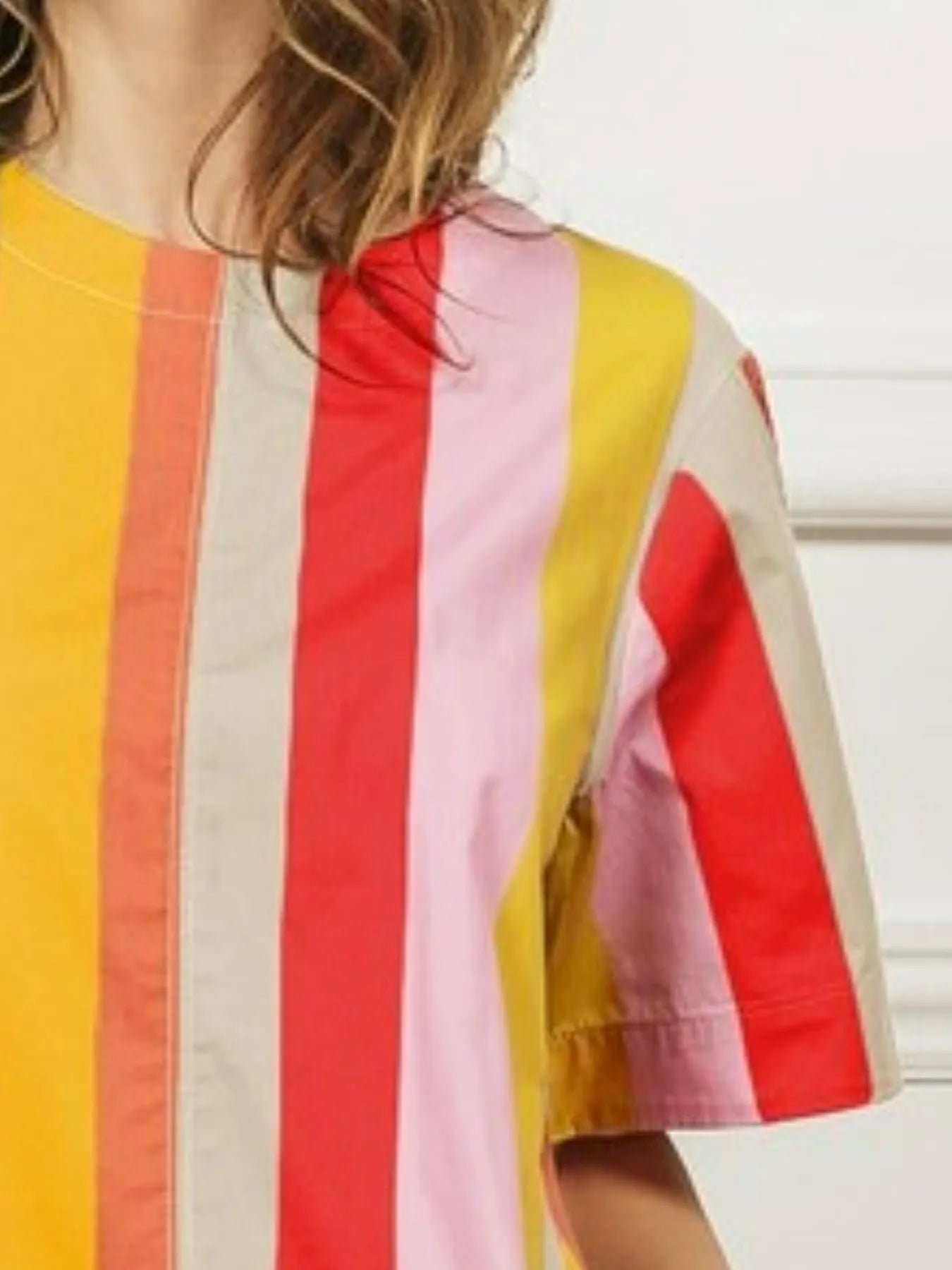 BiBi Multi Stripe Woven Flared Midi Dress - kinko