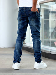 Slim Fit Stretch Men's Youth Blue Casual Pants - kinko