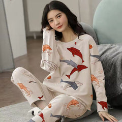 2 Piece Lounge Sets Pajamas Set Women Cute Cartoon Print Sleepwear