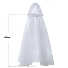 Halloween Ghost Hooded Cloak Death Witch Mesh Cloak Ball Performance Costume - kinko