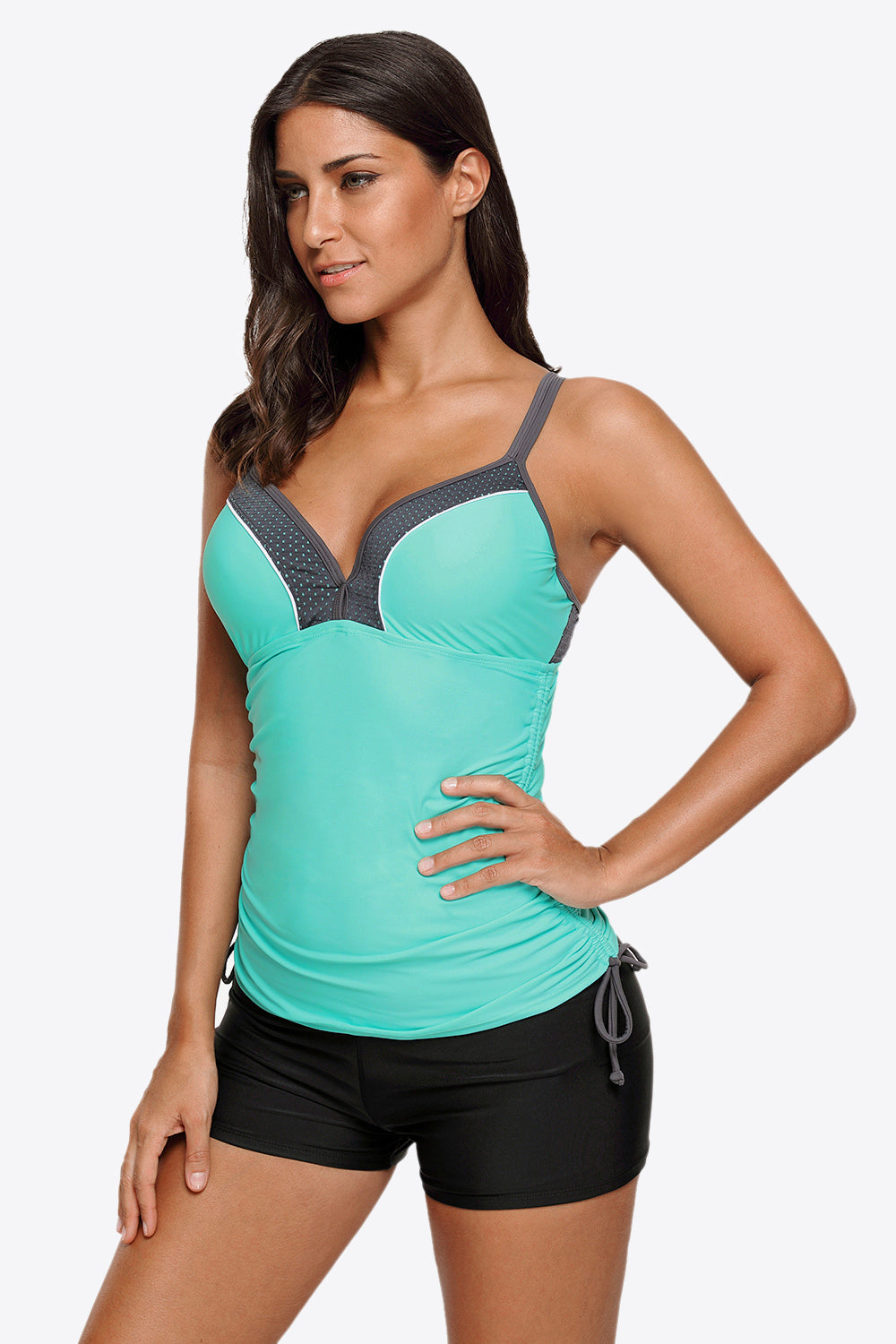 Contrast Sweetheart Neck Swim Cami - kinko