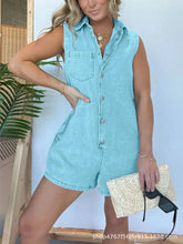 Button Front Sleeveless Denim Romper - kinko
