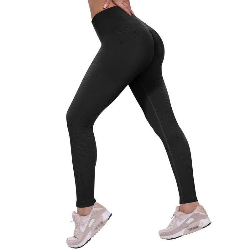 Leggings - Cropped High-waisted Seamless Solid Black - kinko