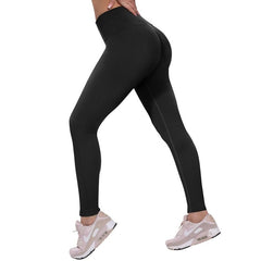 Leggings - Cropped High-waisted Seamless Solid Black - kinko