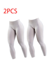 2pack Solid-color Yoga Exercise Leggings - kinko