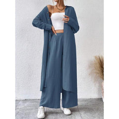 Plus Size Loose Long Shirt Wide Leg Pants Two-piece Set - kinko