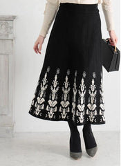 Jacquard Slim Knit A- Line Temperament Long Dress - kinko