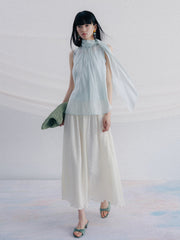 Women's Sleeveless Ribbon Fashion Shirt - kinko