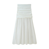 Summer Pleated Decorative Stitching Mid-waist Skirt - kinko