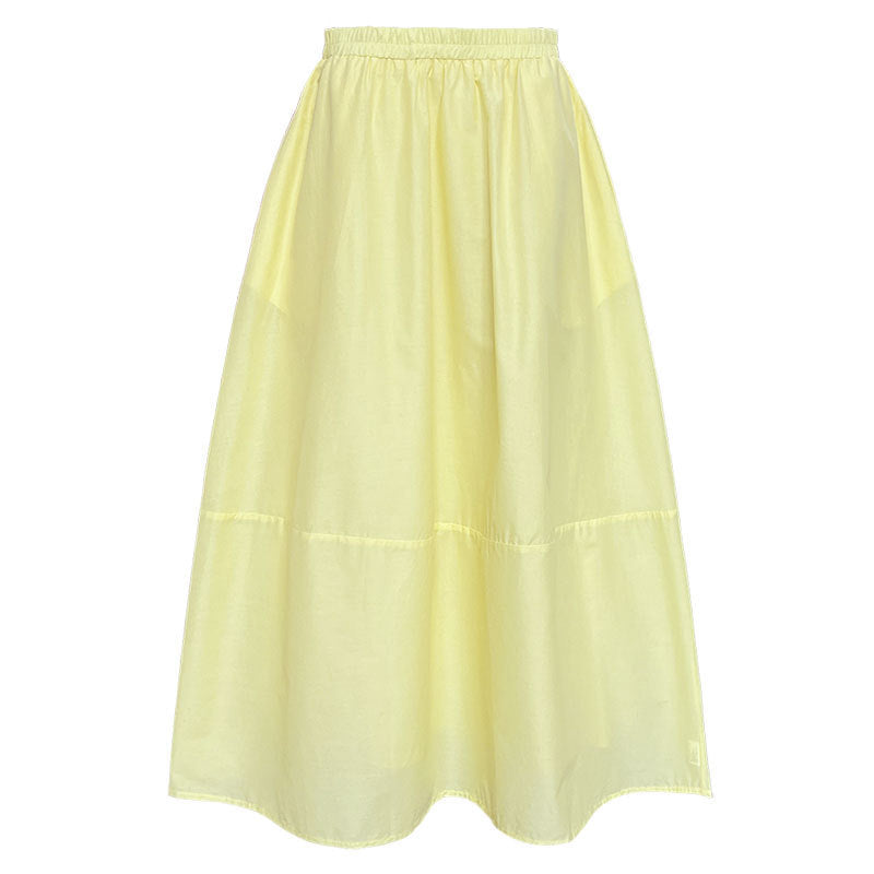 Yellow Skirt High Waist Slimming A- Line Skirt Loose Cover - kinko