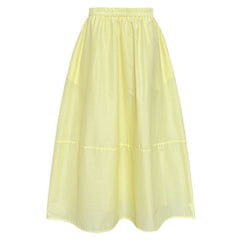 Yellow Skirt High Waist Slimming A- Line Skirt Loose Cover - kinko