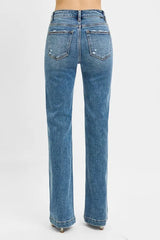 RISEN Full Size Distressed Detail Bootcut Jeans Plus Size - kinko