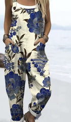 Printed Pocket Women's Suspender Trousers - kinko