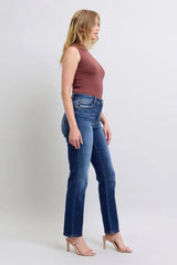 Judy Blue Full Size Washed Straight Leg Jeans with Pockets - kinko