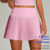 High Waist Pleated Sports Short Skirt Women's Outdoor Fitness Fake Two-piece Tennis Culottes - kinko