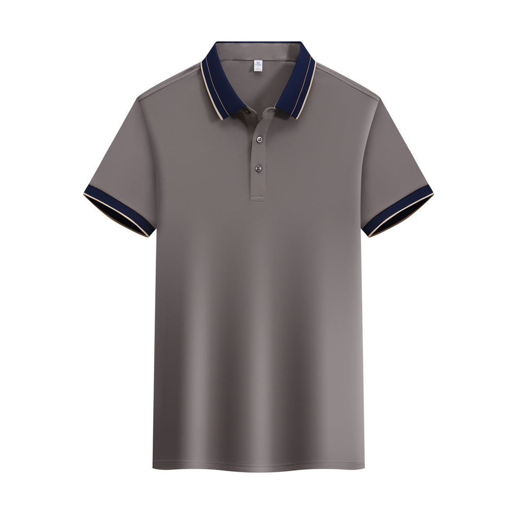 Ice Ion Mercerized Pearl Cotton Color Matching Collar Polo Shirt For Men And Women - kinko