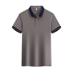 Ice Ion Mercerized Pearl Cotton Color Matching Collar Polo Shirt For Men And Women - kinko