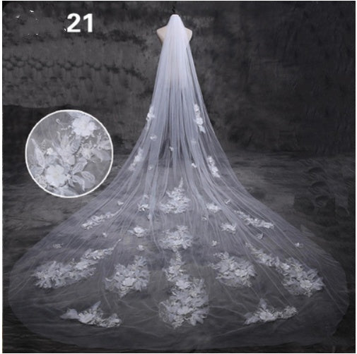 Bridal Wedding Dress Long Tail Luxury Super Fairy Wedding Veil - kinko
