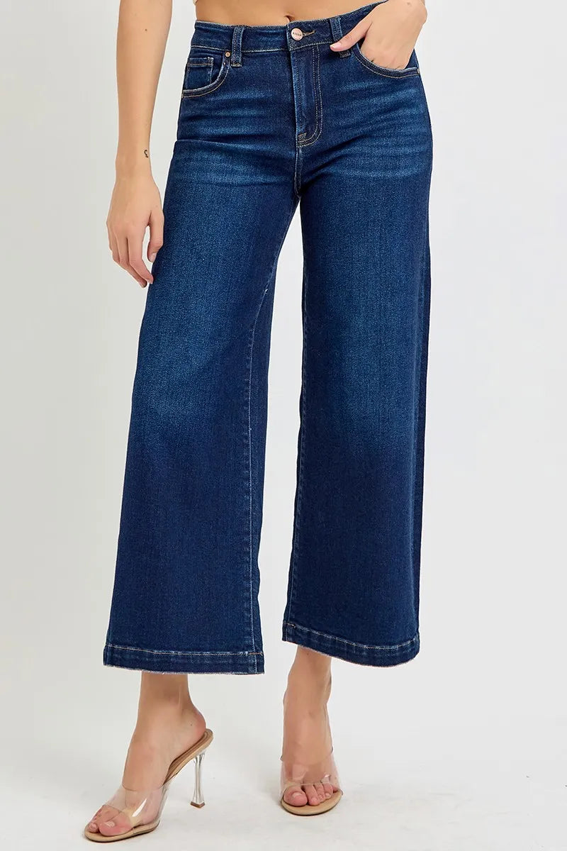 RISEN High Rise Crop Wide Jeans - kinko