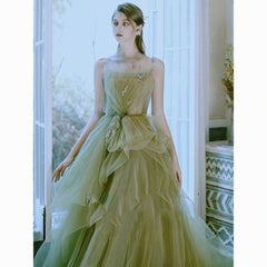 Women's Casual Versatile Green Forest Style Dress - kinko