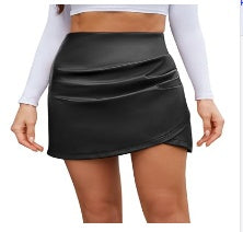 High Waist Asymmetric Tulip Hem Ruffled Wrap Skirt - kinko