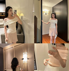 1OO Acetate Oblique Cut Satin Crepe Skirt - kinko