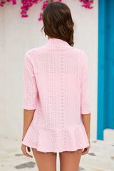 Eyelet Open Front Cardigan - kinko