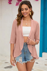 Eyelet Open Front Cardigan - kinko