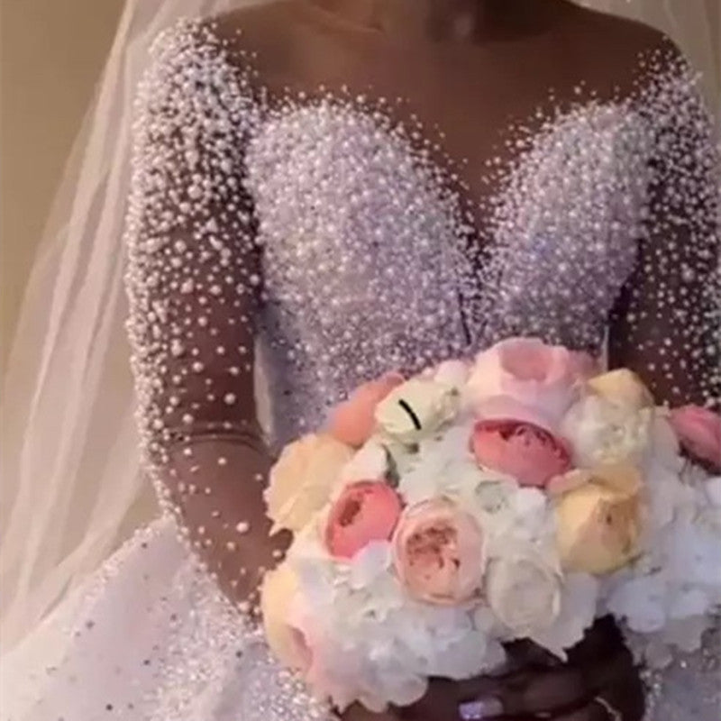 Ball Gown Wedding Dress Long Sleeves Bridal Gown - kinko