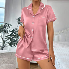 Casual Pajamas Women's Artificial Silk Soft Double Short Lapel - kinko
