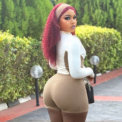 Stand Collar Color Contrast Patchwork Long Sleeve Shorts Two-piece Suit - kinko