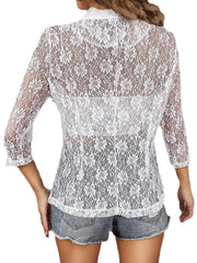 Open Front Lace Cardigan - kinko