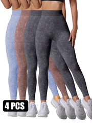 4PACK Sand-washed Seamless Yoga Pants - kinko