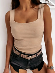 Square Neck Wide Strap Tank - kinko