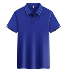 ICE Cotton Single Side Color Secondary Collar Lapel Short Sleeve Polo Shirt - kinko