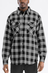 WEIV Men's Full Size Quilted Padded Flannel Shirt Plus Size - kinko