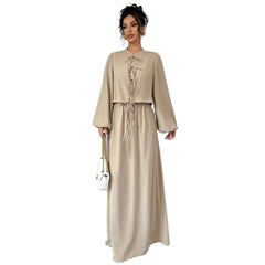 Vintage Artistic Long Sleeve Suspender Dress Suit Female Spring - kinko