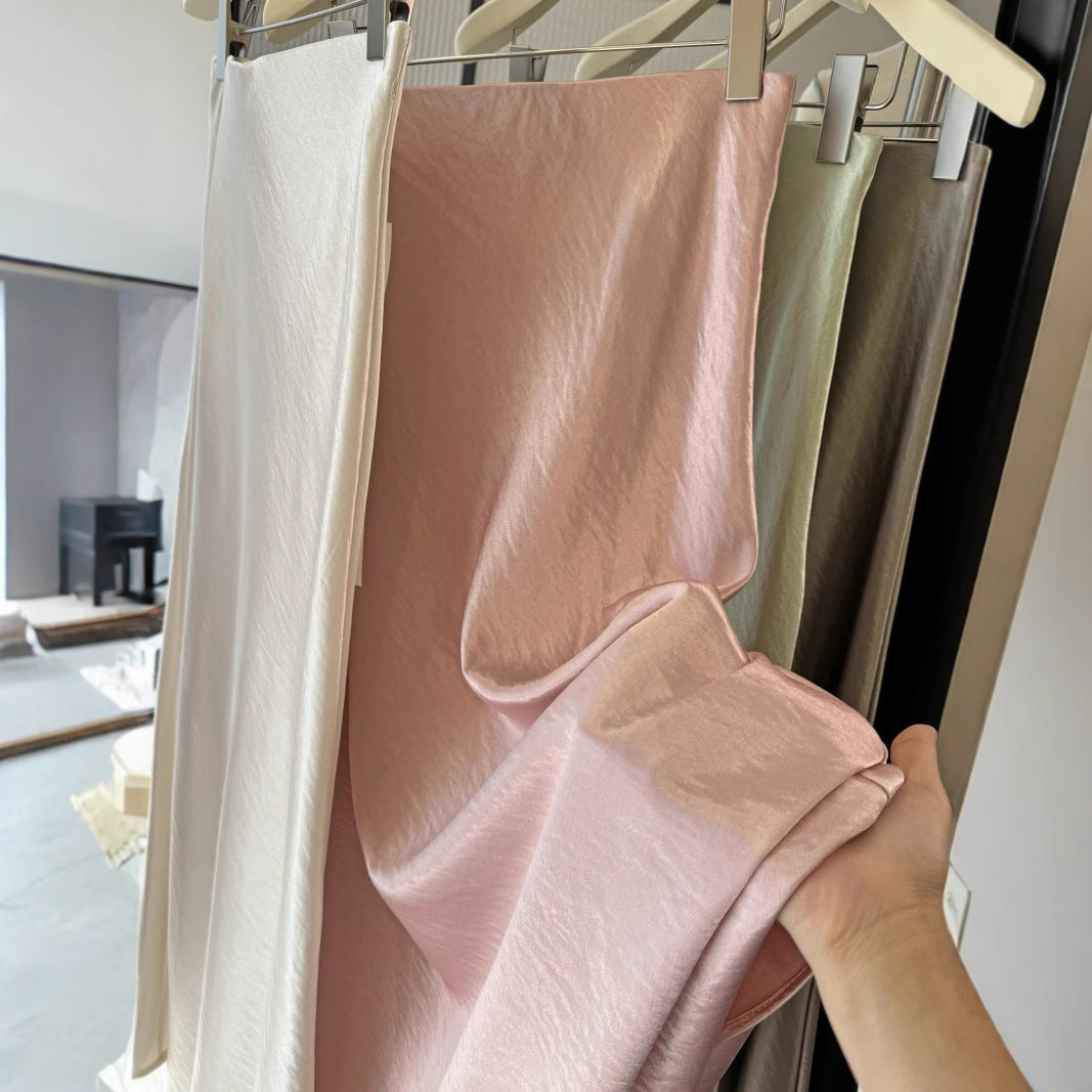 Simple Graceful Draping Acetate Satin Fishtail Skirt For Women - kinko